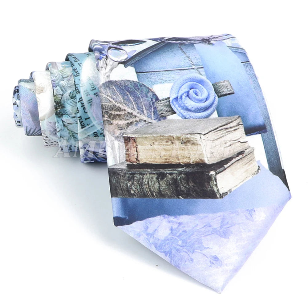 Vintage Imitation Silk Ties Men's Fashion 8cm Graffiti Painting Floral Necktie For Men Wedding Business Soft Printing Tie Wed Gi