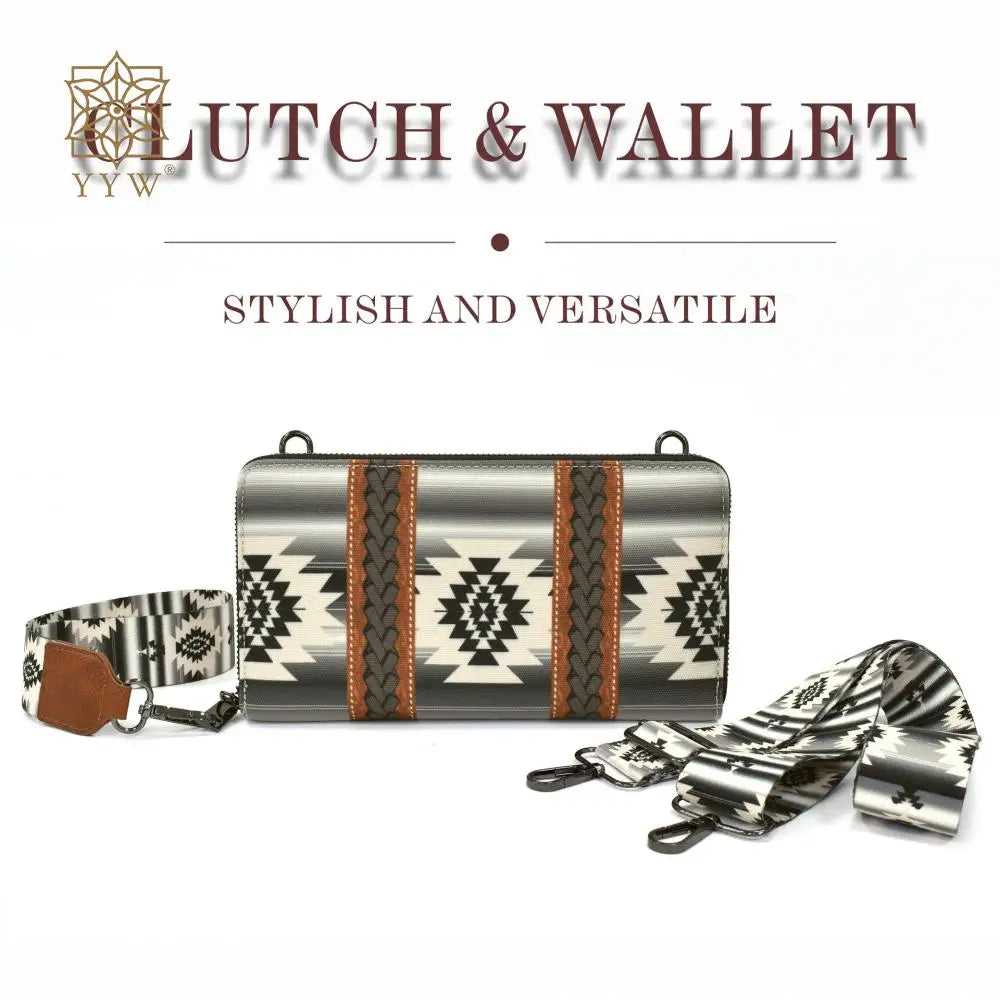 Cowgirls Wallet Purse Casual Women Western Aztec Clutch Wristlet Wallet with Credit Card Holder Envelope Bags Shoulder Handbag