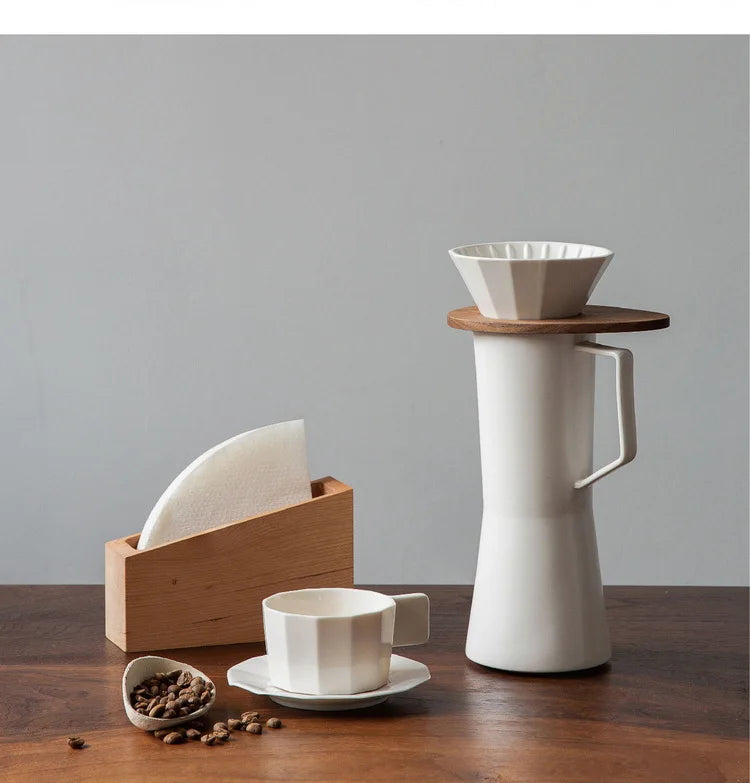 Porcelain Hand Made Coffee Pot Set, Creative, Modern, Simplicity, Household, Fashion Filter, Paper Box, Cup Holders, New