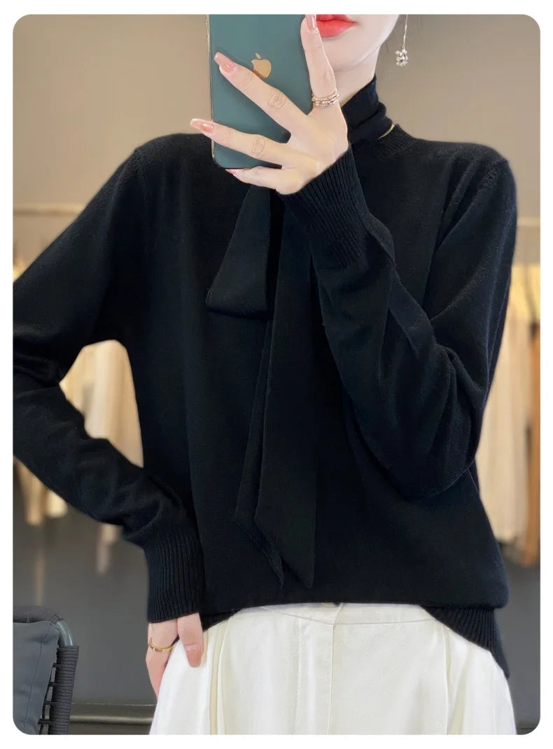 New round neck pullover sweater cashmere sweater women's autumn and winter knitted top long sleeved women's sweater