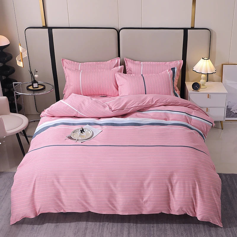 3 Pieces Luxury Striped Duvet Covers Soft Set Minimalist Modern Comforter Cover Thickened Breathable Bedding Sets for All Season