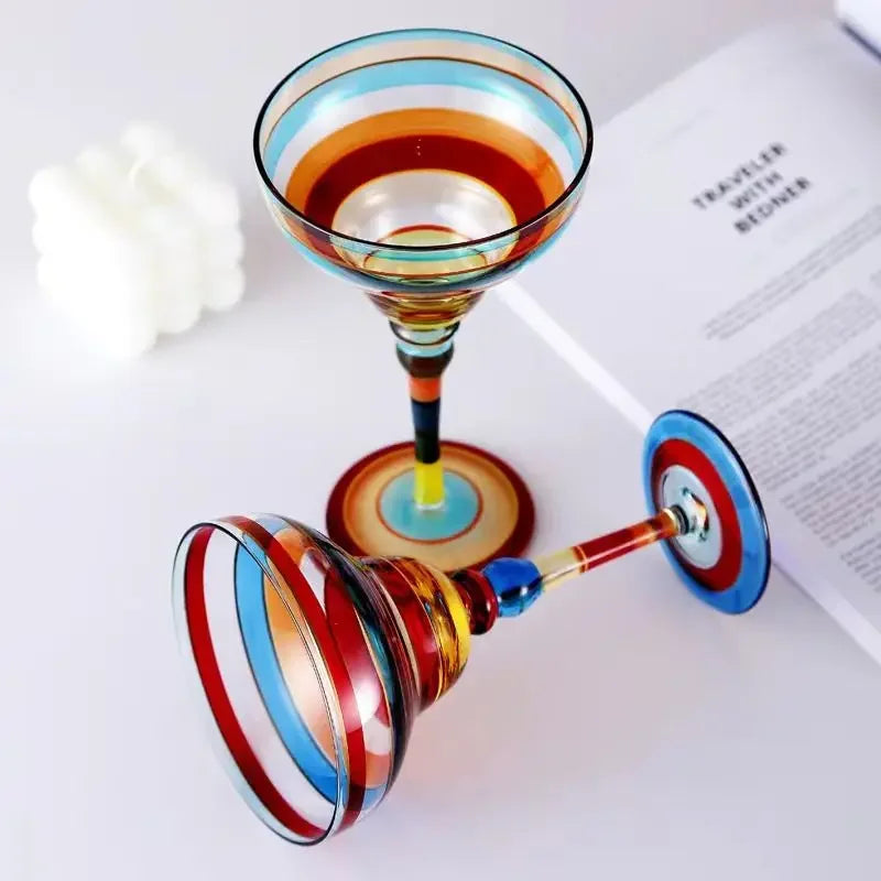 Handmade Colored Cocktail Cup Margarita European Cup Champagne Cup Creative Wine Glass Family Bar Wedding Party Wine Glass