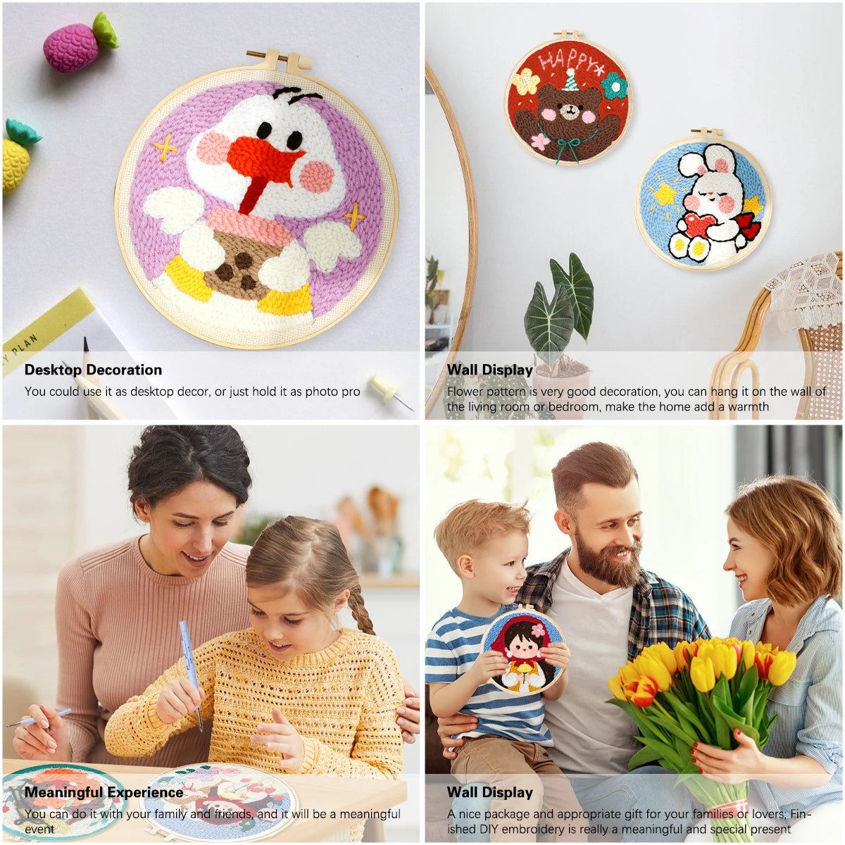 RUOPOTY Diy Punch Needle Embroidery Starter Kits For Beginner Kids Lighthouse Handicrafts Poking Embroidery Yarn Painting Arts