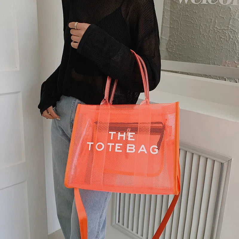 The Tote Bags For Women 2024 Summer New Luxury Designer Handbags Big Clear Beach Shopper Shopping Bag Large Totebag Square Purse