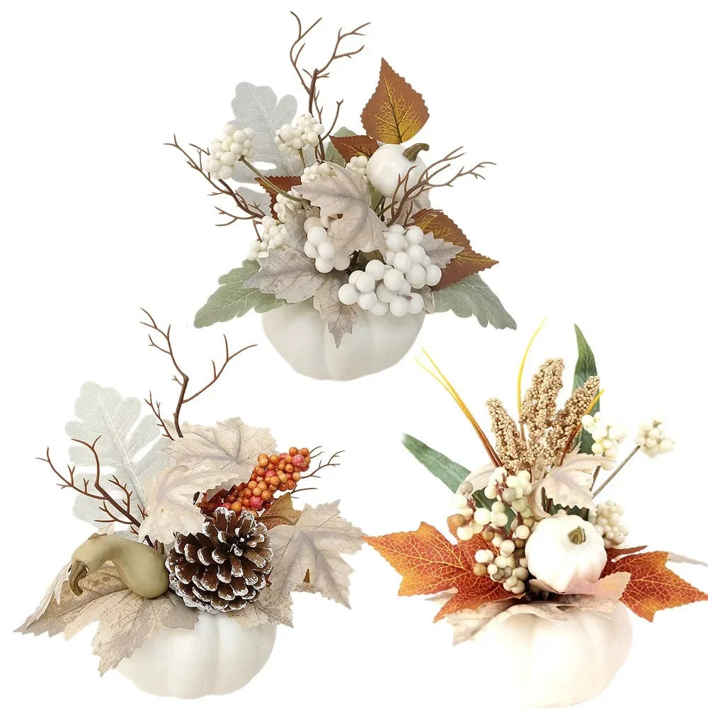 Autumn Wreath Farmhouse Decoration Farmhouse Thanksgiving Maple Leaf Berry Halloween White Pumpkin Set Garland Ornament Pendant Valentines Gift