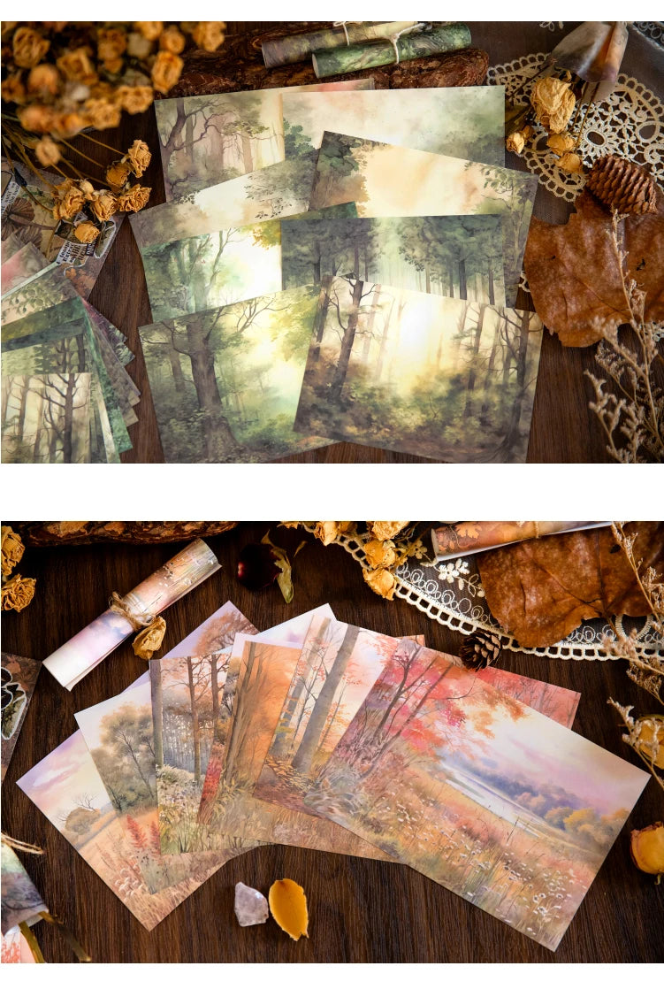 32pcs/pack Forest Landscape Material Paper Scrapbooking Junk Journal Creative Stationery DIY Deco Journal Stationery Supplies