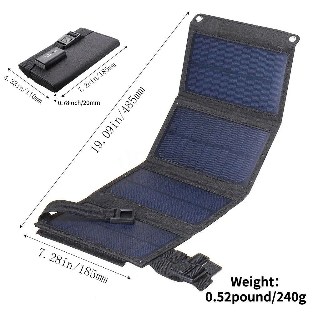 1PC Foldable Solar Panel, Portable Flexible  5V USB Foldable Solar Panel, Used for Small Batteries Outdoor Lighting Accessories