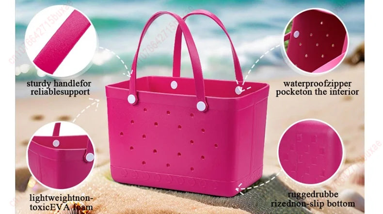 XL Extra Large Bogg Bag EVA Rubber Waterproof Beach Pool Storage Basket Women Travek Shopping Handbag Sac Bogg Jelly Tote Bag