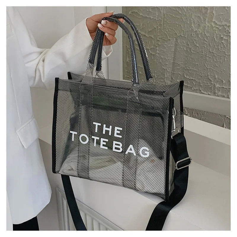 Summer The Tote Bags For Women Brand Designer Luxury Clear Beach Bag Ladies Pink Handbag Big Shopping Crossbody Totebag Hand Bag