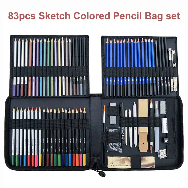 Sketching Pencil Set 70/83pcs Professional Drawing Kit Ideal for Drawing Blending Shading Artist Supplies for Kids Teens Adults