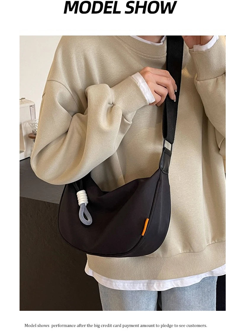 Nylon Hobos Crossbody Bags Solid Casual Zipper Women's Bags 2024 Fashion High Capacity Solid Color Single Shoulder Totes Bag