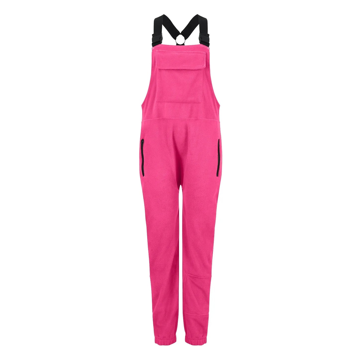 Womens Fleece Overalls One-piece Bibs Jumpsuits Adjustable Suspender Straps Warm Winter Fuzzy Ski Pants