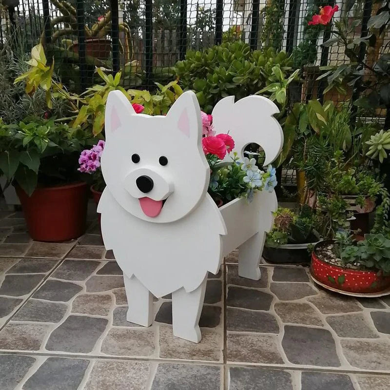 Garden Flower Pot Dog Shape Planter Poodle Corgi Samoyed Animal Pots Flowerpot Plant Container DIY Garden Outdoor Home Decor