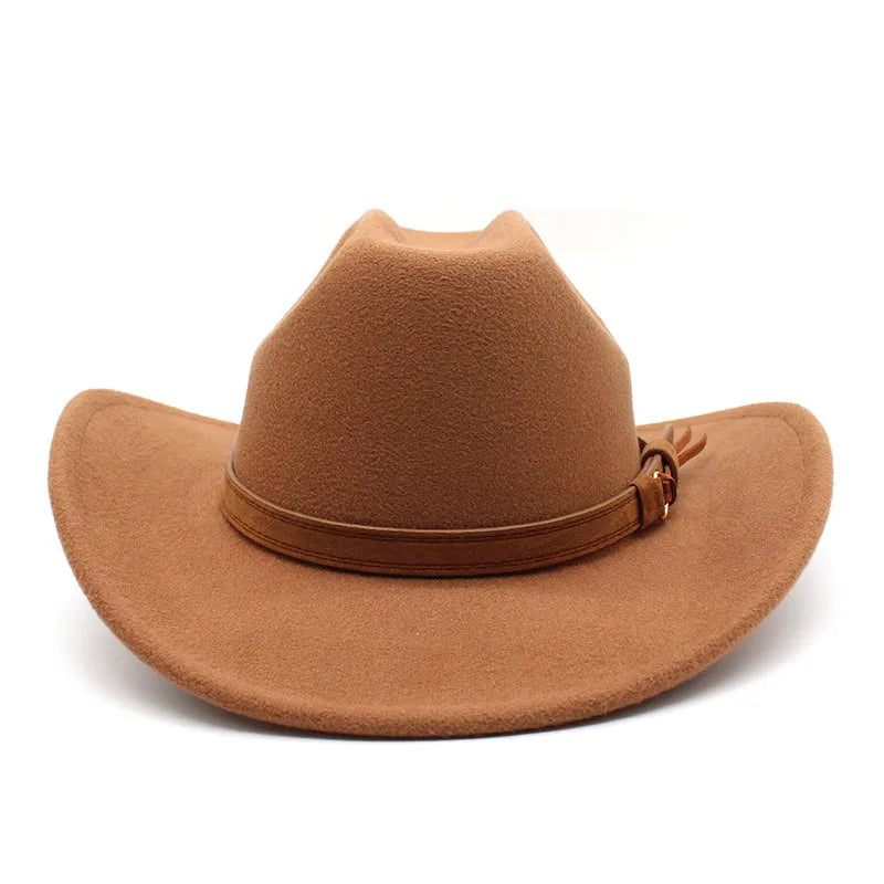 Winter Autumn Men's Western Women Cowboy Hat For Gentleman Lady Cowgirl Jazz Hat Wide Brim Felt Fedora Hat Sombrero Hombre