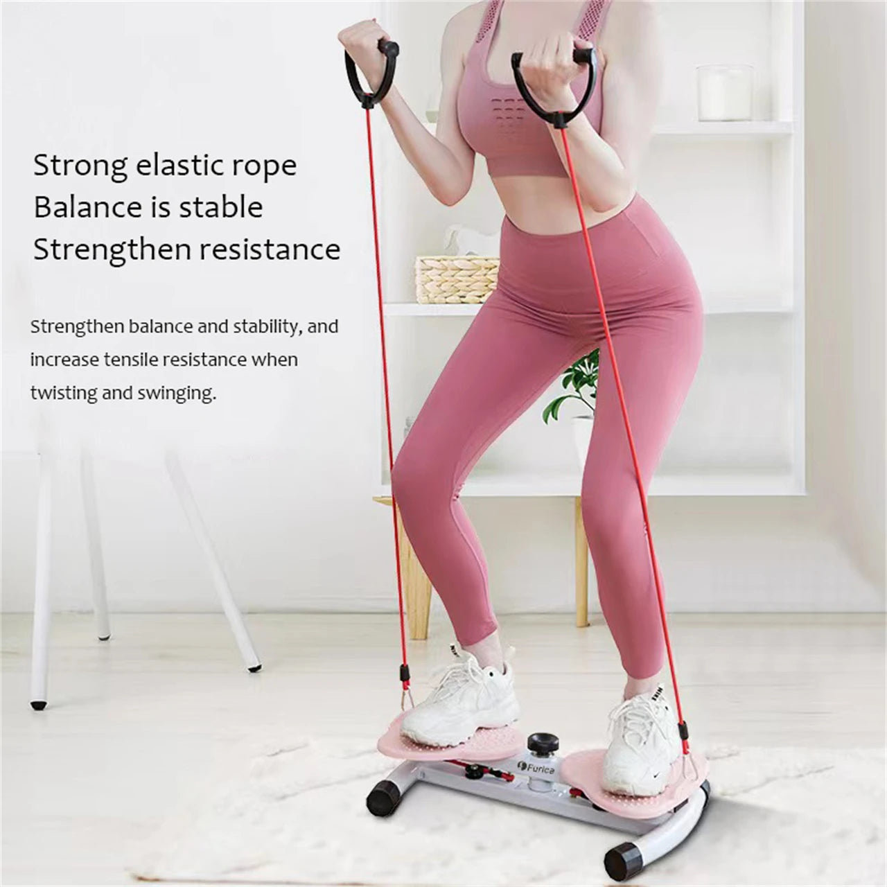 1 Piece 20.8*13Inch Sports Exercise Waist Twisting Board with Ring Resistance Band, Aerobic Waist Twisting Board, Waist Trainer, Suitable for Both Men and Women, Can Fitness at Any Time in the Living Room, Courtyard, C