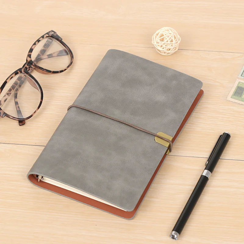 Retro A6/A5/B5 Soft Pu Leather Travel Journal Notebook 80 Sheets Loose-leaf Binder Diary Agenda Planner School Stationery