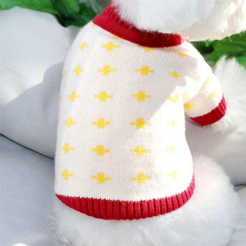 Luxury Dog Clothes for Small Dogs Winter Warm Dog Sweater Chihuahua French Bulldog Clothing Pet Items Knitted Cardigan Sweater