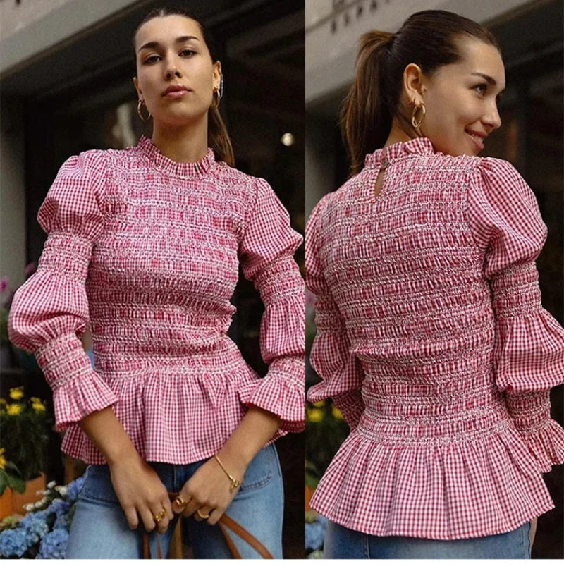 Elegant Blouses Solid Color Pleated Casual Shirts Women's Tops Fashion Korean Popular Female Youthful Woman Clothes  Lady Trend