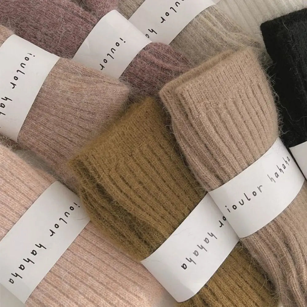 Fashion Cashmere Winter Warm Velvet Socks Thermal Thick Mid Tube Socks Stripes Long Socks For Women