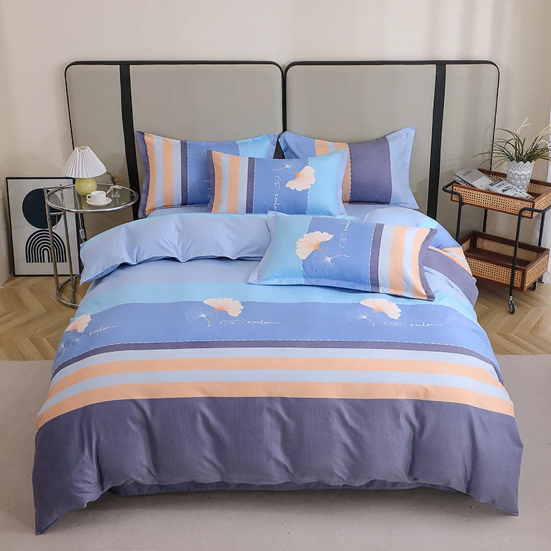 3 Pieces Luxury Striped Duvet Covers Soft Set Minimalist Modern Comforter Cover Thickened Breathable Bedding Sets for All Season