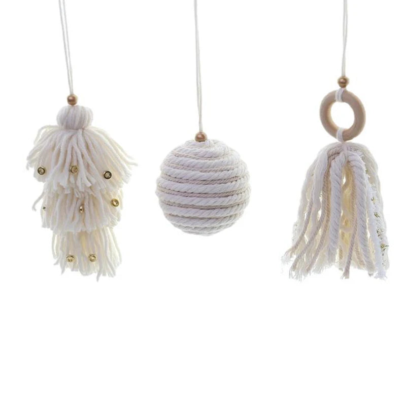 Creative Hand Woven Christmas Hanging Decorations Bohemian Macrame Ball Pendants Xmas Tree Drop Ornaments Home Party Supplies