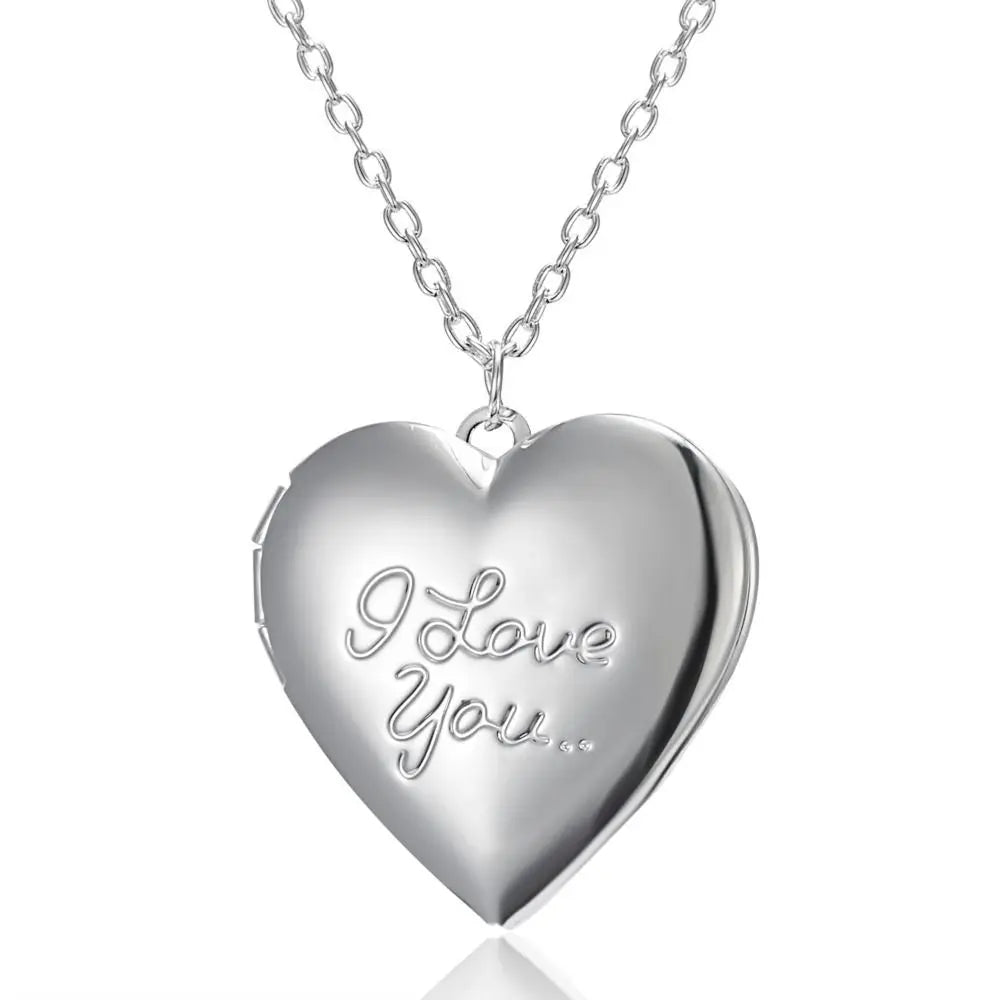 HOOH 1PC Heart Shaped Friend Photo Picture Frame Locket Pendant for Necklace Jewelry Couple Valentine's Day Gift Romantic