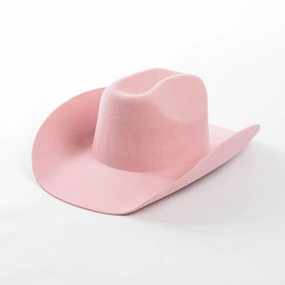 Cowboyhat autumn and winter new wool felt cowboy hat jazz hat European and American fashion casual curling cowboy hat