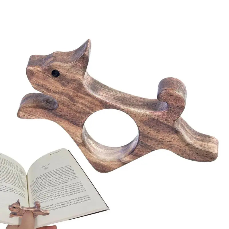 Wooden Dog Thumb Bookmark One Hand Reading Thumb Book Support Book Page Holder Fast Reading Aid Tools for Book Lovers