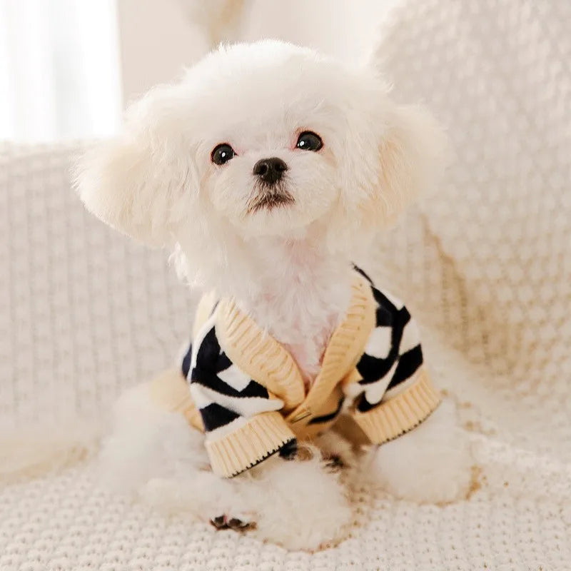 Luxury Dog Clothes for Small Dogs Winter Warm Dog Sweater Chihuahua French Bulldog Clothing Pet Items Knitted Cardigan Sweater