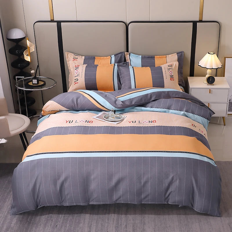 3 Pieces Luxury Striped Duvet Covers Soft Set Minimalist Modern Comforter Cover Thickened Breathable Bedding Sets for All Season