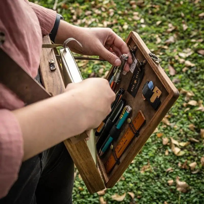 Writers Messenger Wood Box A5 Wooden Retro Trend Shoulder Bag Postman Outdoor Briefcase Art Supplies Box Home Decor Storage Box