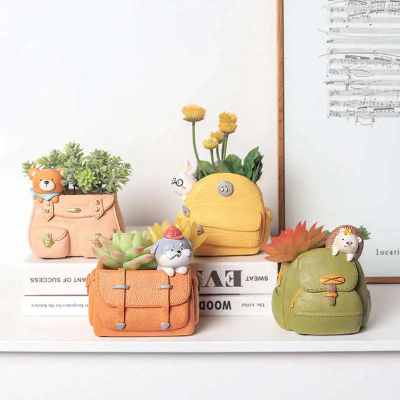 Cute Rabbit Shape Resin Flowerpot Decorative Animal Succulent Flower Pot Garden Planting Pot Desktop Ornaments Garden Planter