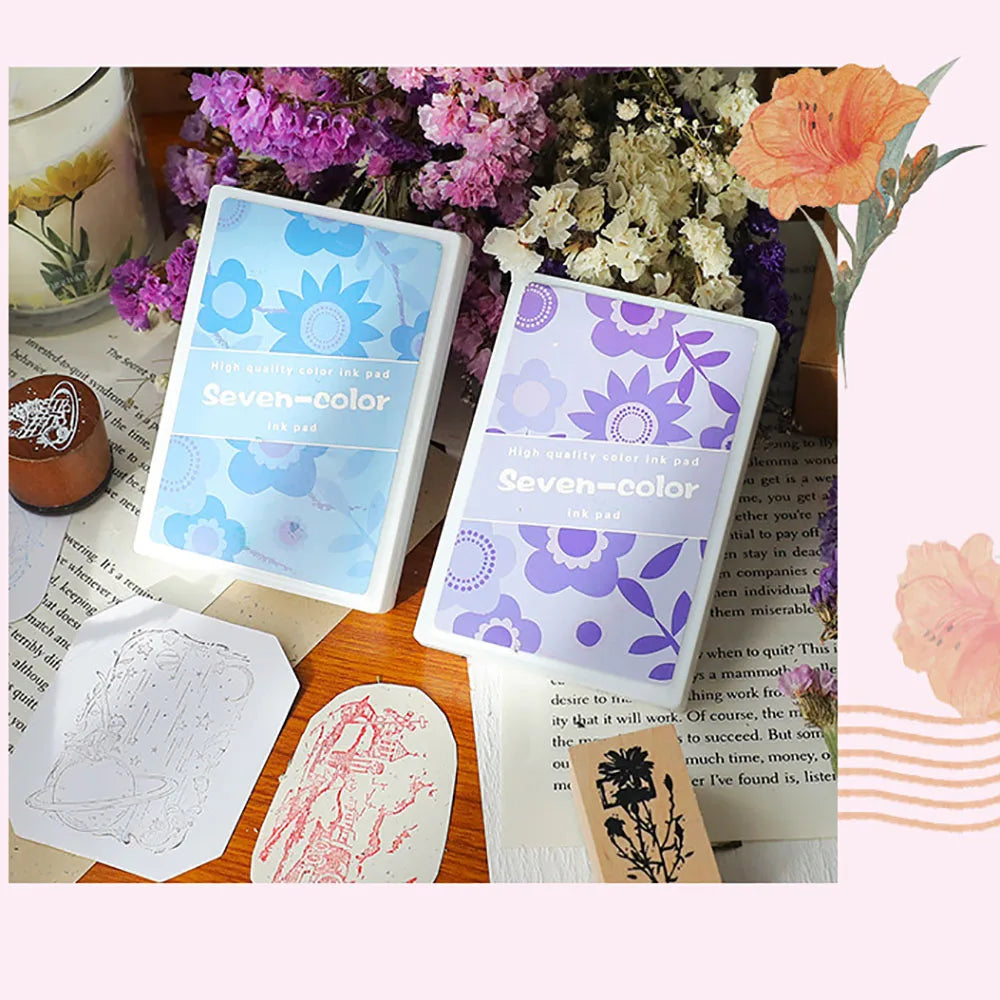 8 Style Inkpad Ink Stamp Pad Colorful Cartoon Craft Ink Pad Set for DIY Funny Work Fingerprint Scrapbooking Accessories