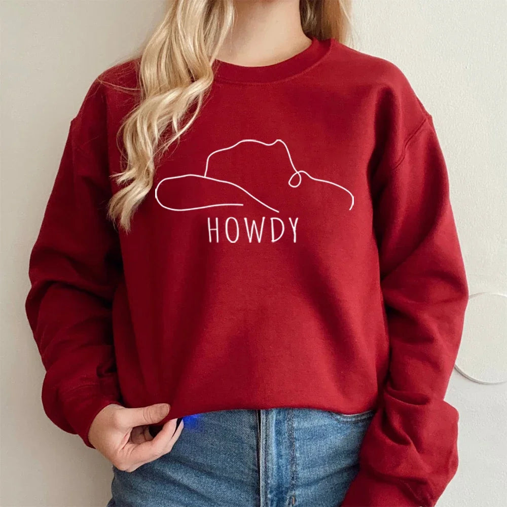 Fashion Cowgirl Style Christmas Gift Hoodies Howdy Hat Sweatshirt Country Western Shirts