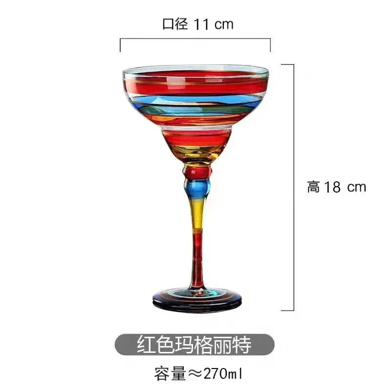 Handmade Colored Cocktail Cup Margarita European Cup Champagne Cup Creative Wine Glass Family Bar Wedding Party Wine Glass