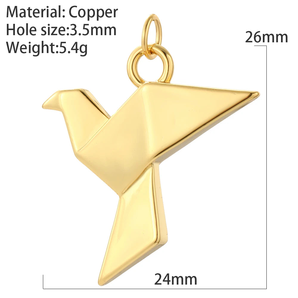 Origami Bird Lion Dog Dove Elephant Butterfly Charms for Jewelry Making Supplies Gold Color Dijes Diy Bracelet Earring Necklace