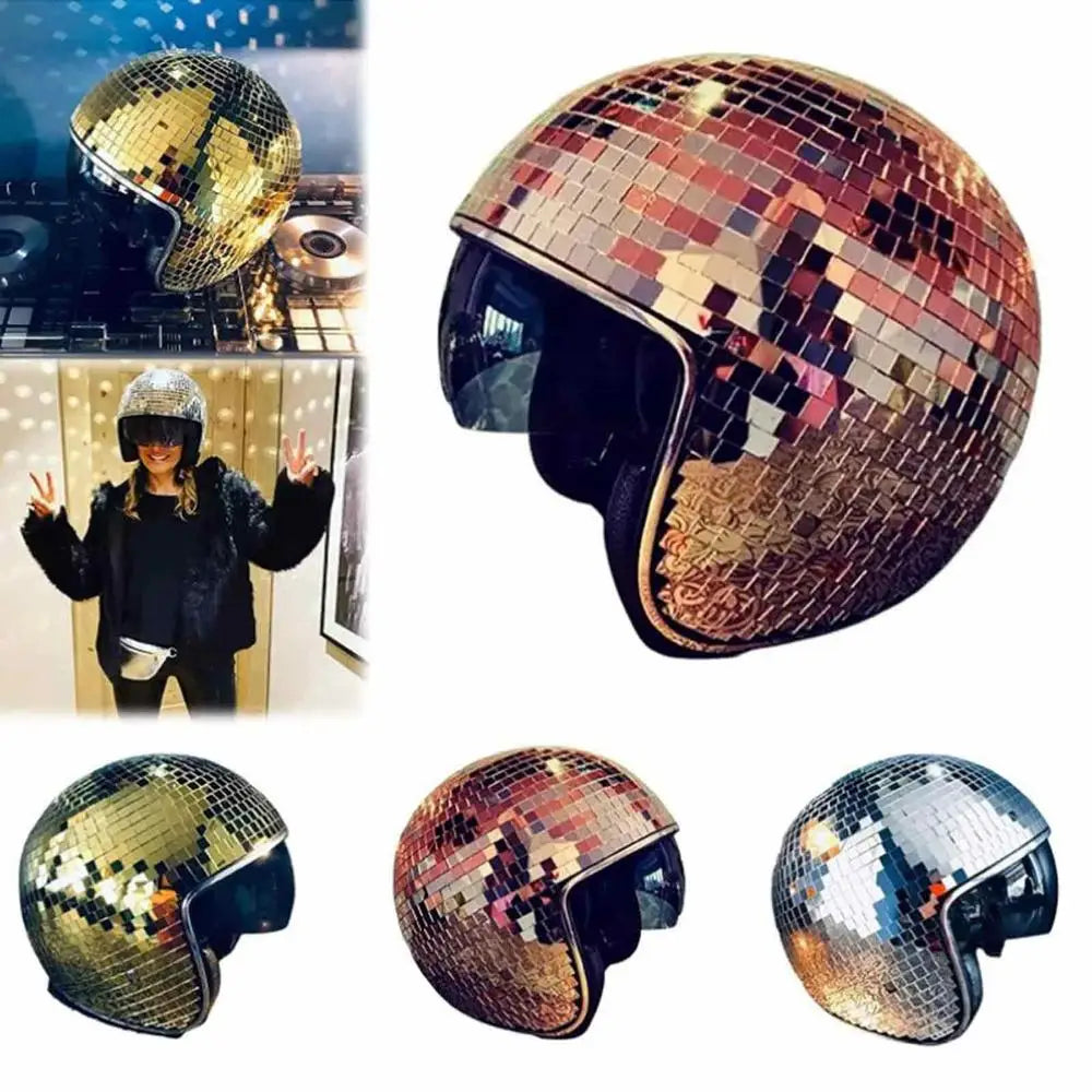 Disco Ball Helmet Mirror Glass Glitter Classic Party Bar Room Party Decoration American Retro Art Disco Shiny Hat Ornaments