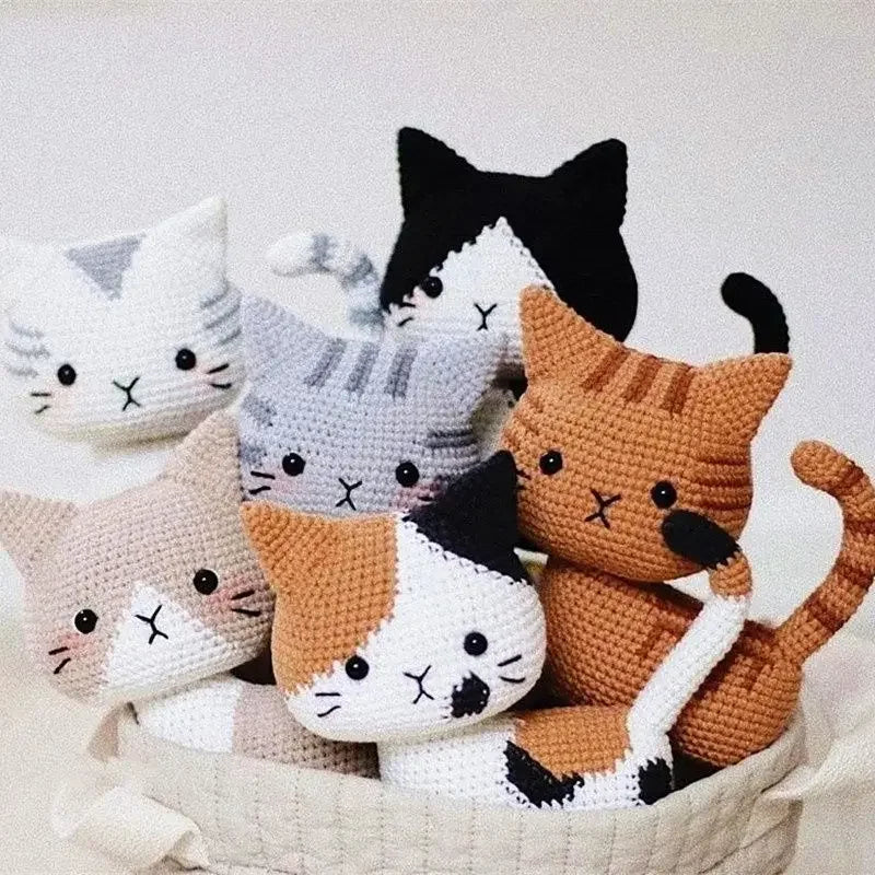 Beginners Handmade Crochet Diy Cat Material Bag Unpack Boredom By Hand Knitting Diy Wool Crochet Cute Cat Pendant Keychain