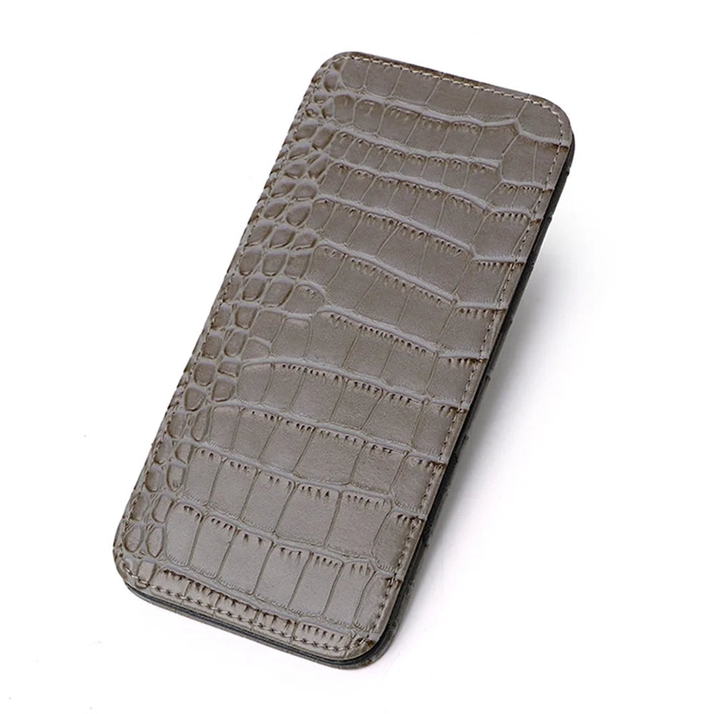 Long Crocodile Print Money Clip Men Multicard Slot Pu Leather Card Case Travel Document Organization Solid Color Women'S Wallet