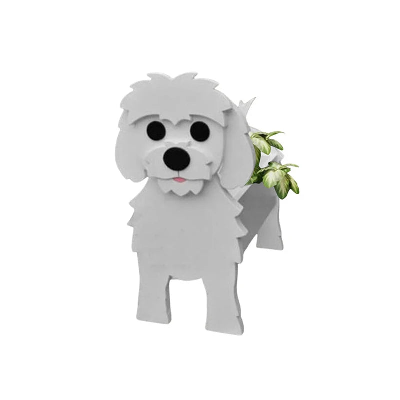 Garden Flower Pot Dog Shape Planter Poodle Corgi Samoyed Animal Pots Flowerpot Plant Container DIY Garden Outdoor Home Decor