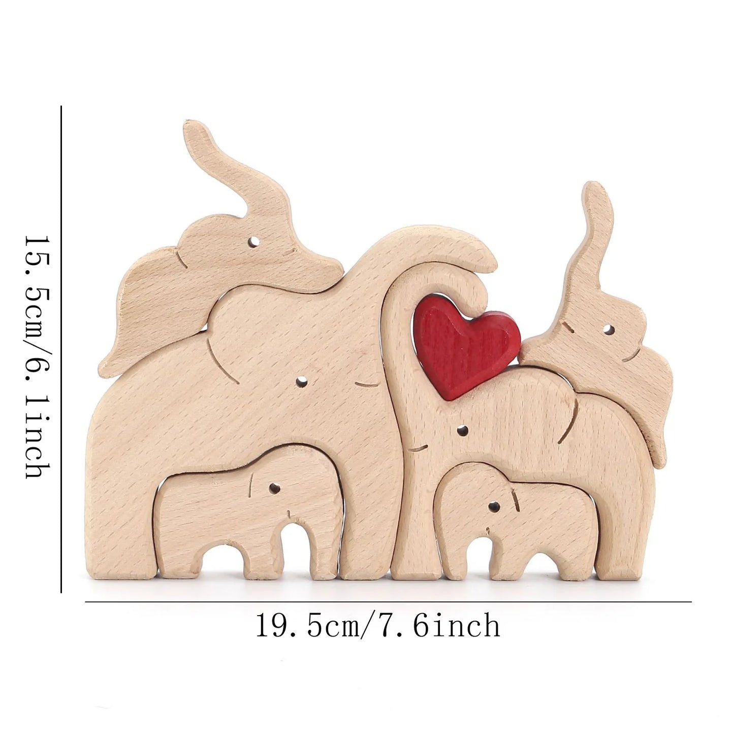 Personalized Elephant Family Wooden Puzzle Love Animal Wood Puzzle Custom Family Name Sculpture Free Engraving Decor Gifts Valentines Gift