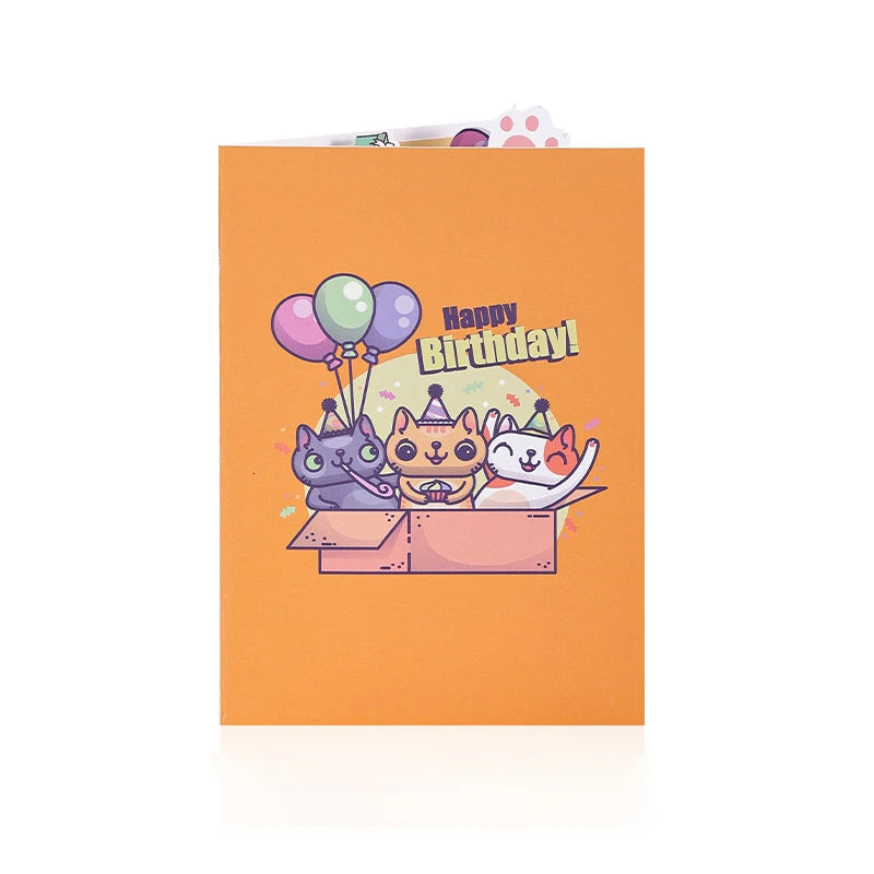 Happy Birthday Card Birthday Cat 3D Birthday Pop Up Card Greeting Card Best Birthday Gift for Family Husband Wife Couple Friends Valentines Gift