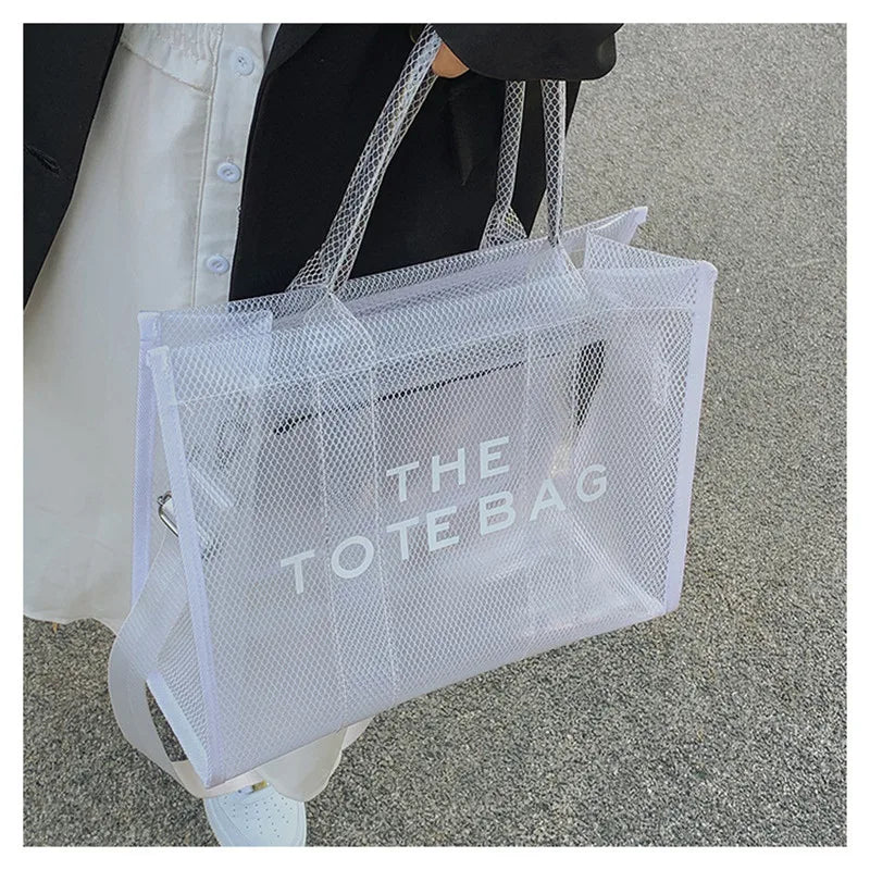 Summer The Tote Bags For Women Brand Designer Luxury Clear Beach Bag Ladies Pink Handbag Big Shopping Crossbody Totebag Hand Bag