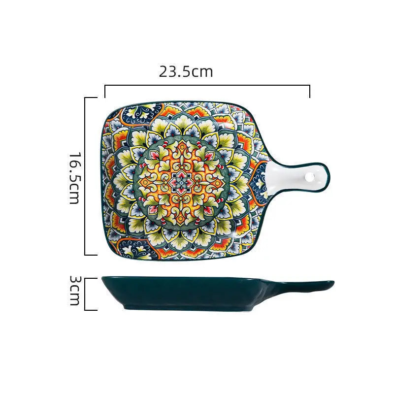 Polish style ceramic dishes household creative baking tray fruit salad mashed potatoes Noodles bowl cake plate Kitchen supplies