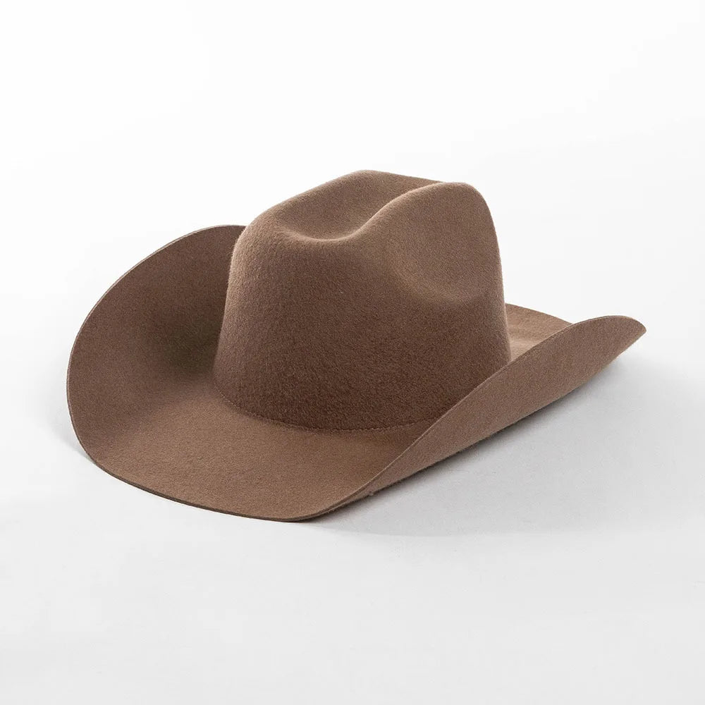 Cowboyhat autumn and winter new wool felt cowboy hat jazz hat European and American fashion casual curling cowboy hat