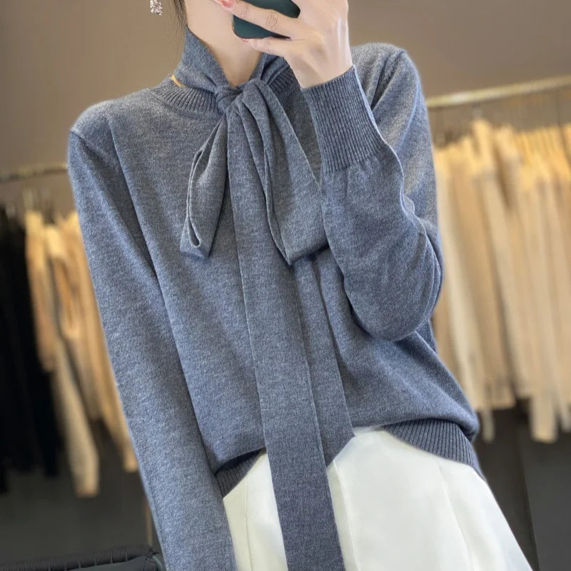 New round neck pullover sweater cashmere sweater women's autumn and winter knitted top long sleeved women's sweater