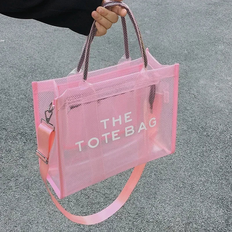 Summer The Tote Bags for Women Brand Designer Luxury Clear Beach Bag Ladies Pink Handbag Big Shopping Crossbody Totebag Hand Bag