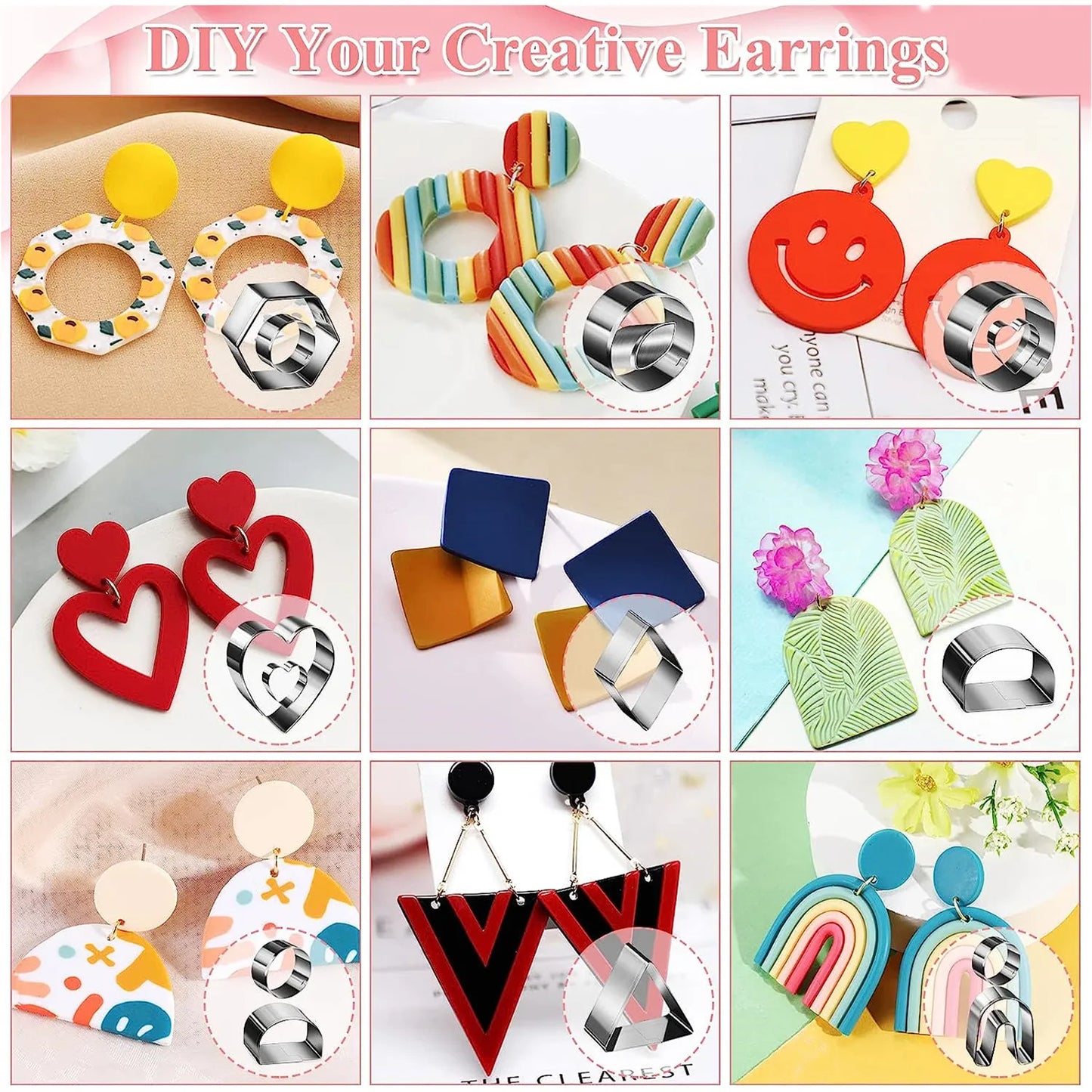 Polymer Clay Earring Making Kit Stainless Steel Cutters Mold Handmade Tool Pottery Diy Ceramic Craft Designer Jewelry Supplies