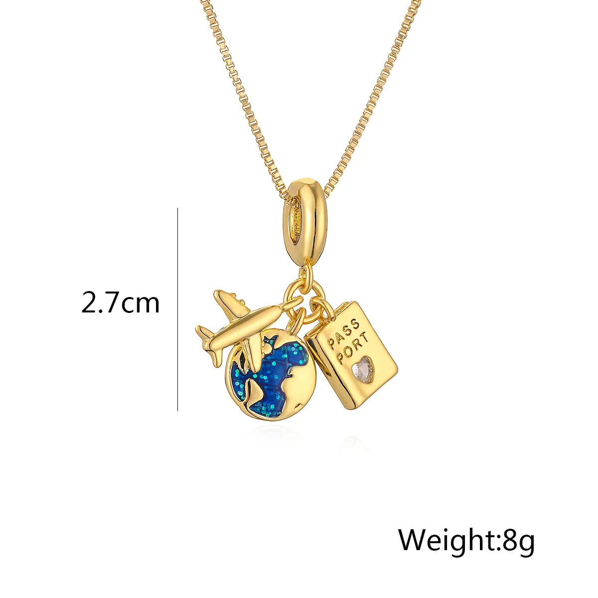 2023 Trendy Gold Color Box Chain Necklace Expoxy Oil Dripping Plane Camera Circle Pendant Necklaces For Women Girl Party Jewelry