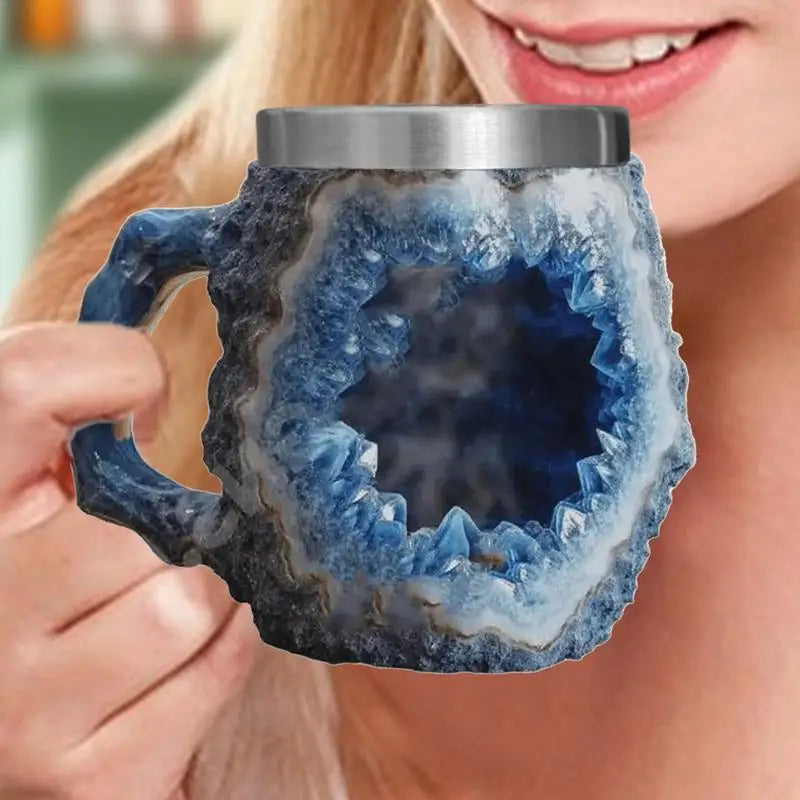 Resin Tea Cup Imitation Crystal Look Agate Crystal Texture Coffee Mug Agate Texture Hot Cold Water Cup For Boys Girls